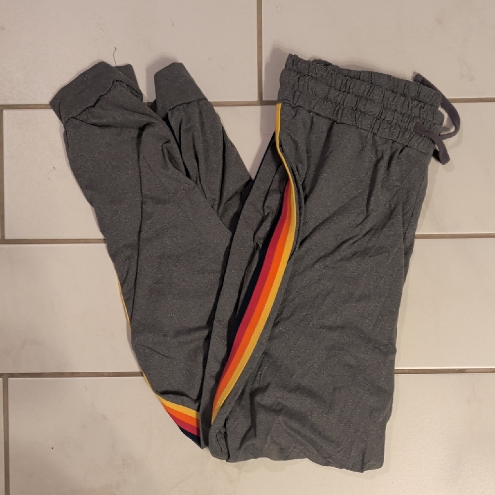 Gray Bottoms with Rainbow Stripe